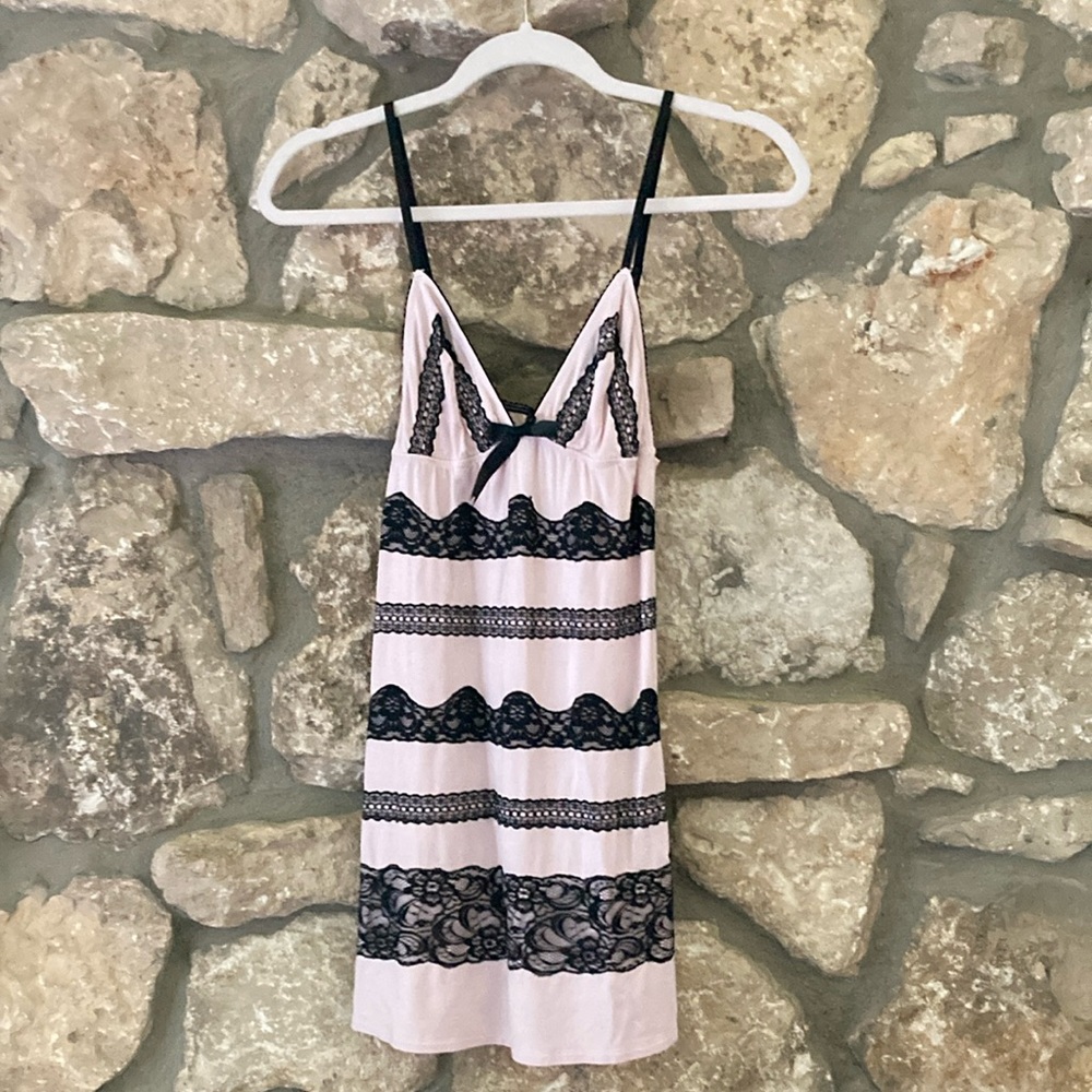 Pink and Black Lace Slip